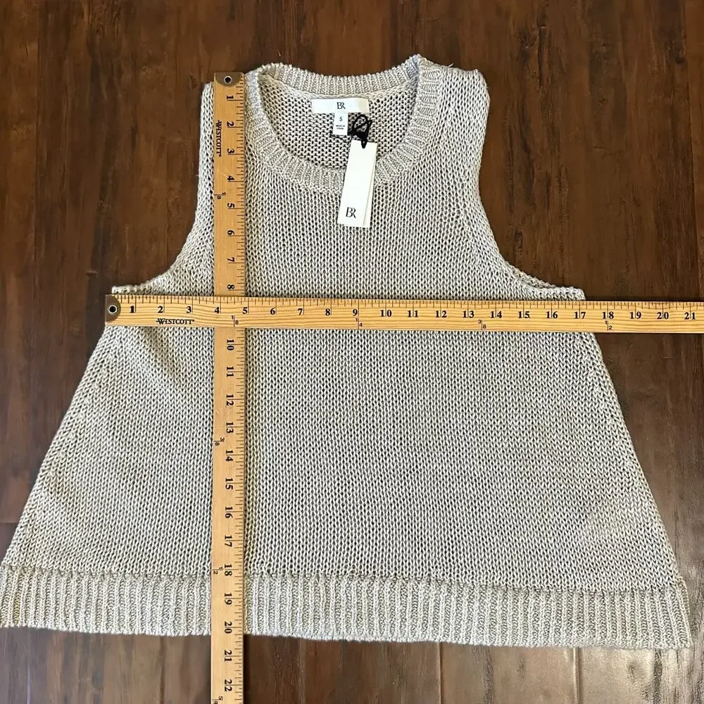BANANA REPUBLIC Sweater Tank Beige Heirloom Linen Open Knit Pullover NWT - Picture 9 of 9